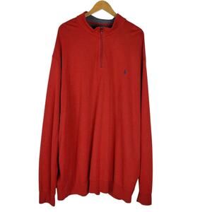 Polo Ralph Lauren Quarter 1/4 Zip Pullover Mens XXXL Tall 3LT Red Long Sleeve